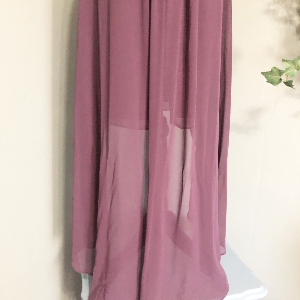 DAVIDS BRIDAL Plum Strapless High Low Dress - Picture 6 of 7
